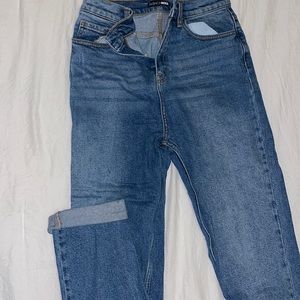 Cuffed straight leg jeans